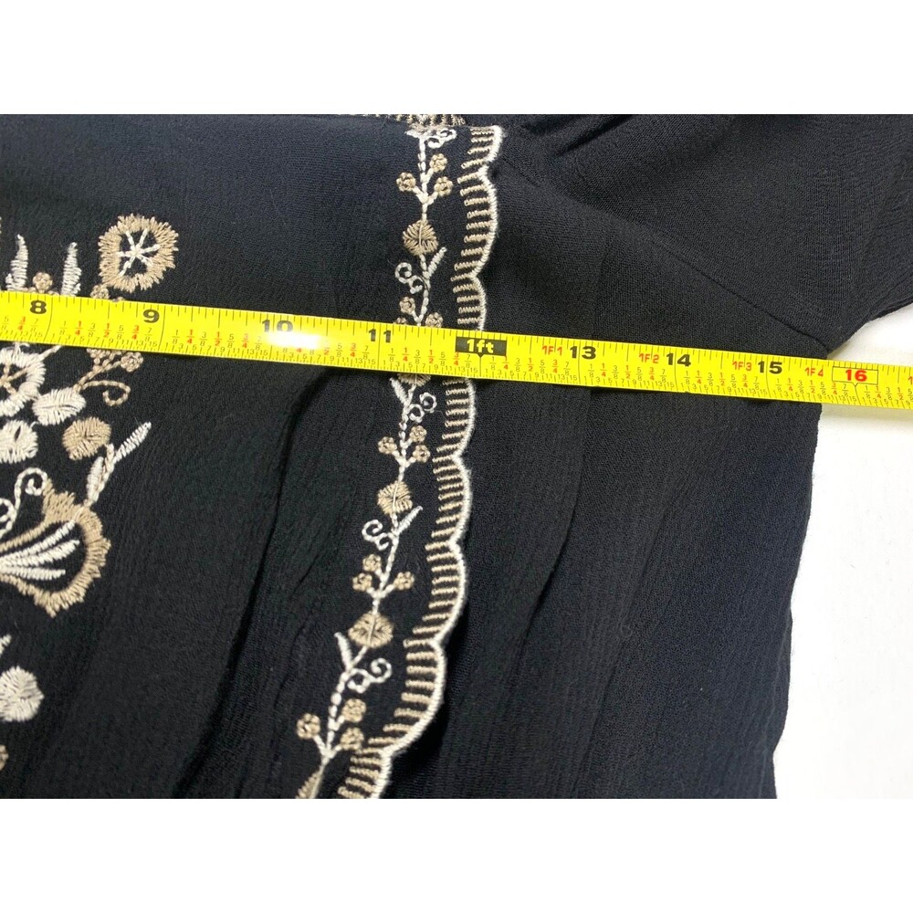 Indulge InStyle Vtg Y2K Milkmaid Maxi Dress S Black Embroidered Peasant - Picture 6 of 11